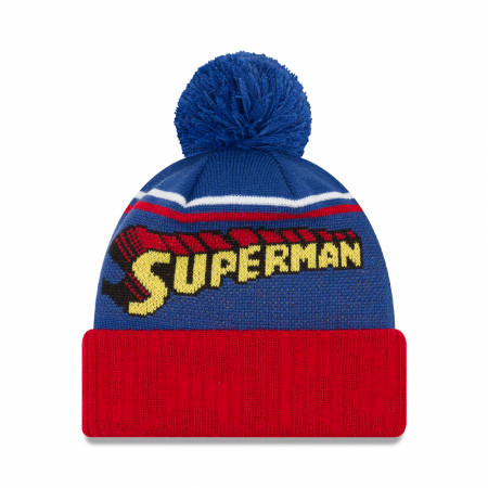 DC Comics Superman Classic New Era Embroidered Pom Knit Beanie